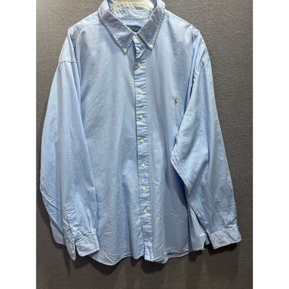 Ralph Lauren Chambray Oxford Mens Button Down Shirt Light Blue Size 4XB - Picture 2 of 10